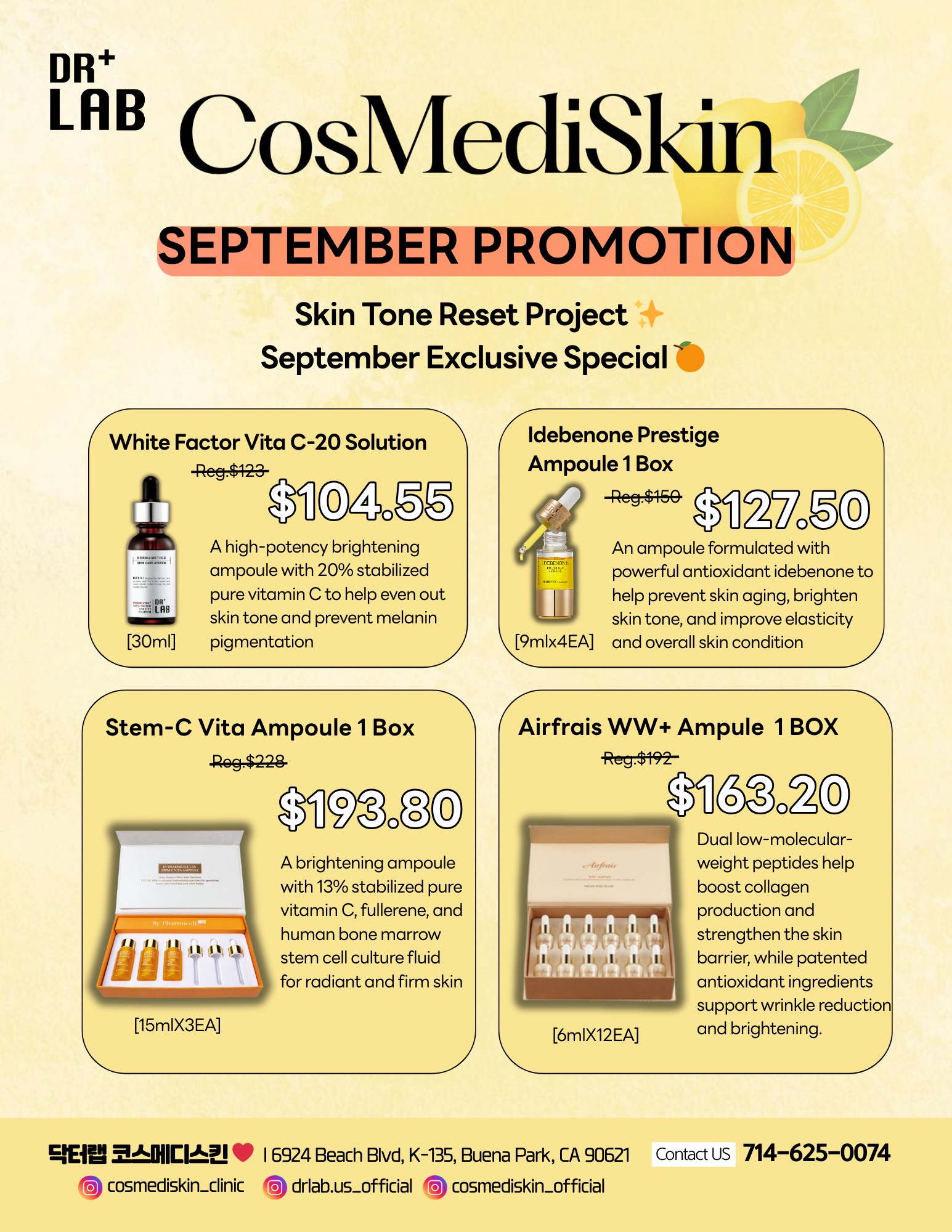 🍊 CosMediSkin September Promotion